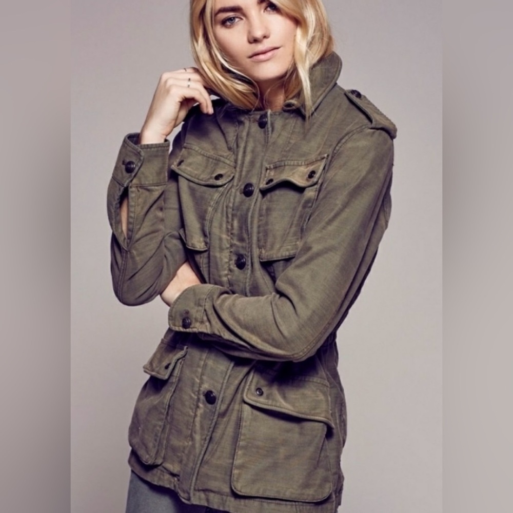 Free People Women's Not Your Brothers Surplus Jacket Military Army Cargo - Picture 3 of 9